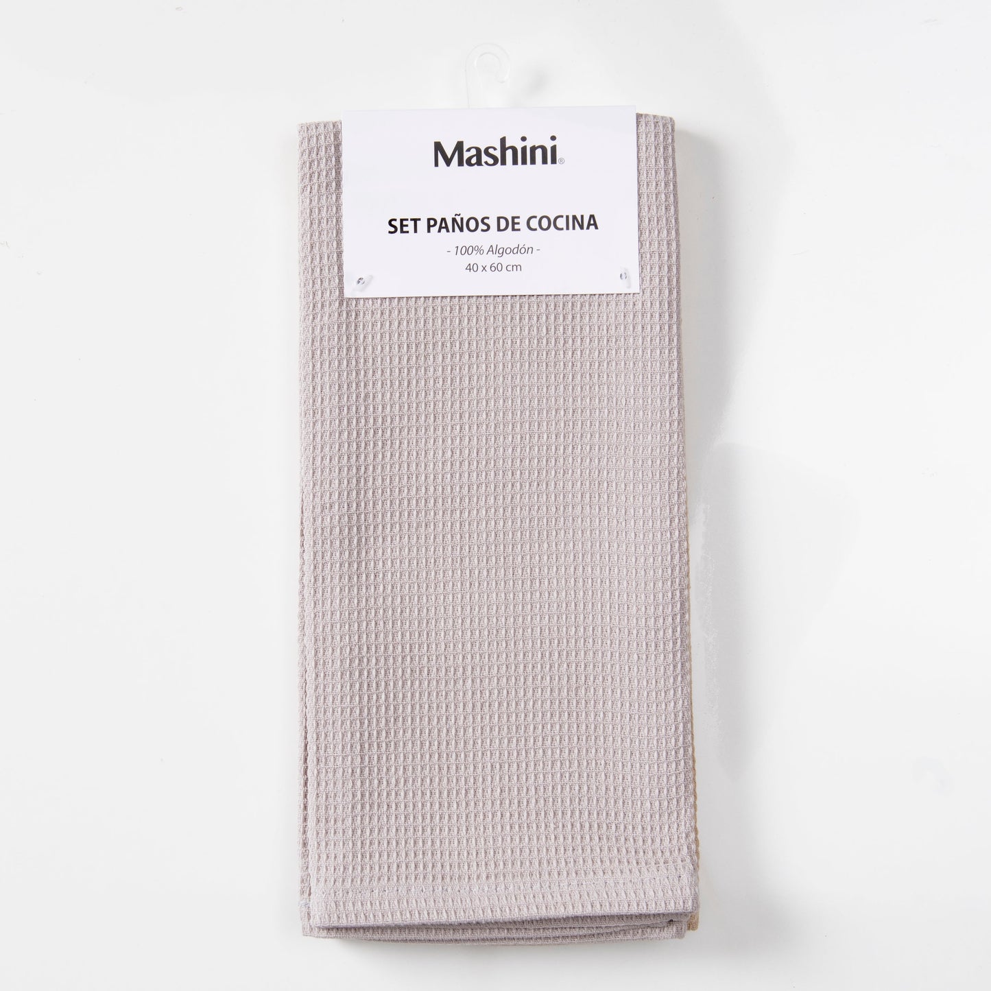 Set 2 Paños de Cocina Rectangular 40x60 cm Waffle Taupe