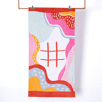 Toalla Playa Juego Gato 70x150 cm Rosado