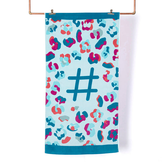 Toalla Playa Juego Gato 70x150 cm Celeste