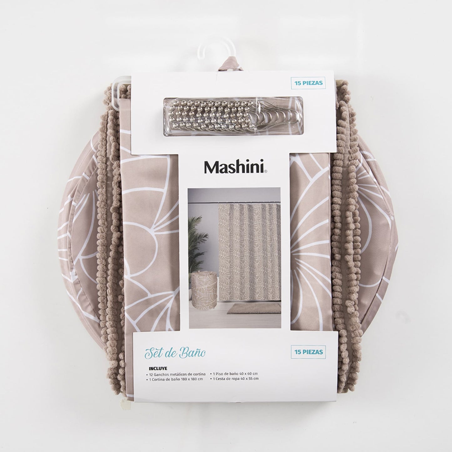 Set Cortina de Baño 4 Piezas Tulor