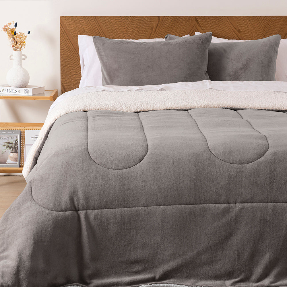 Plumón King Coral Sherpa Gris