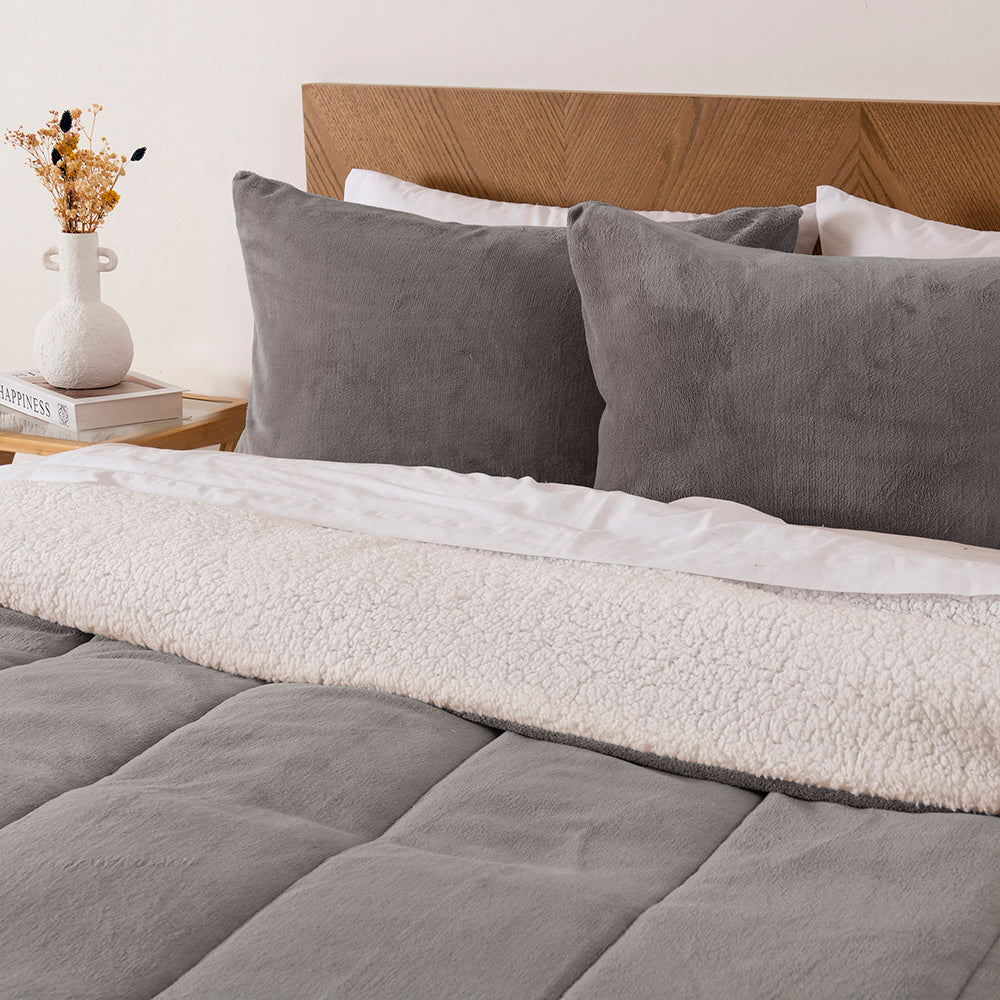 Plumón King Coral Sherpa Gris