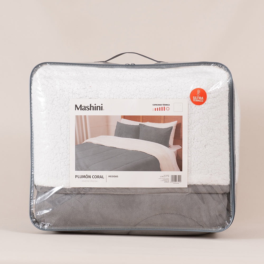 Plumón King Coral Sherpa Gris