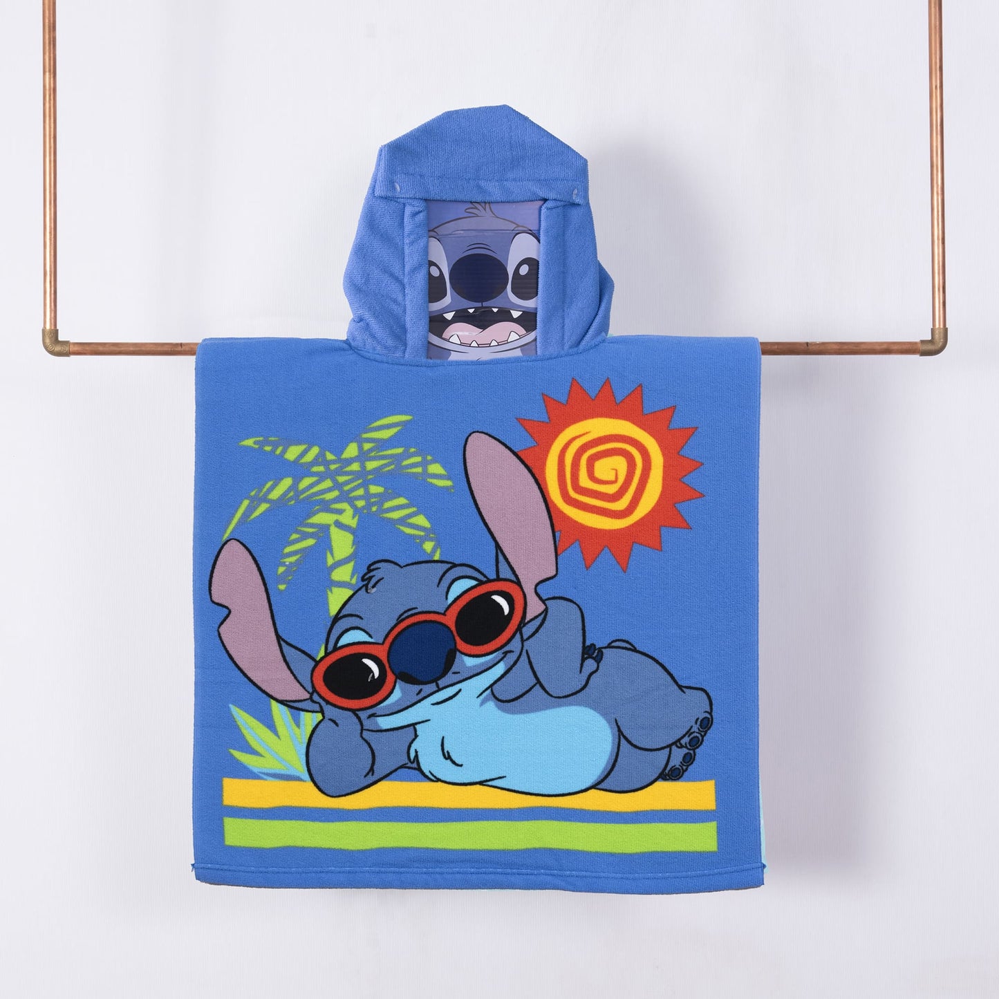 Toalla Playa Capucha MF 60x120 cm Stitch Gafas