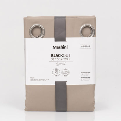 Set Cortinas Blackout Argolla Galant Café