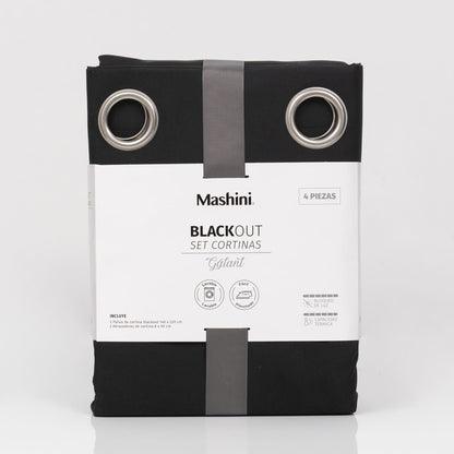 Set Cortinas Blackout Argolla Galant Negro
