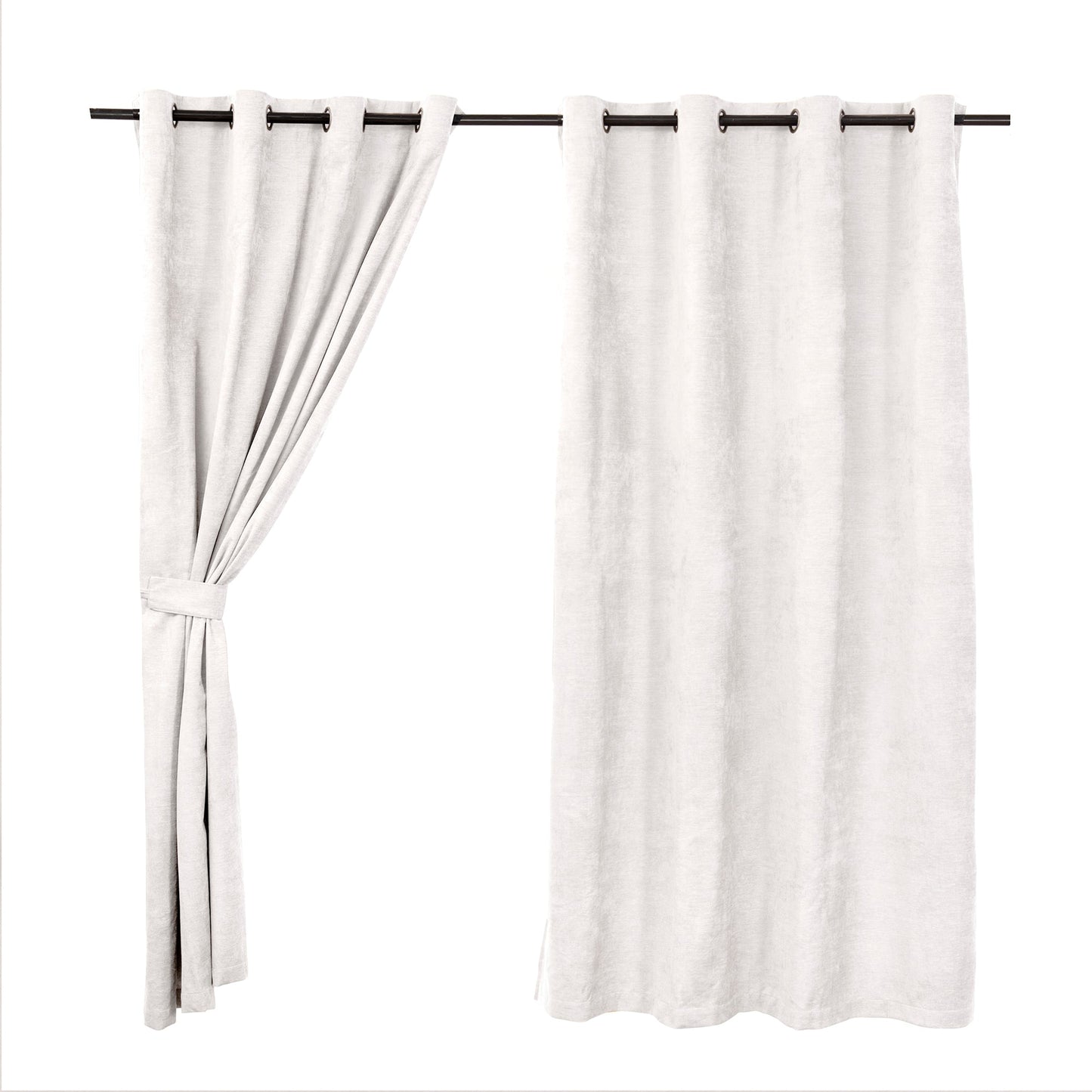 Set Cortinas Blackout Argolla Chenille Crudo
