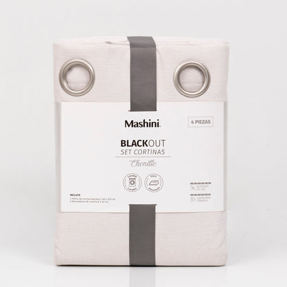 Set Cortinas Blackout Argolla Chenille Crudo