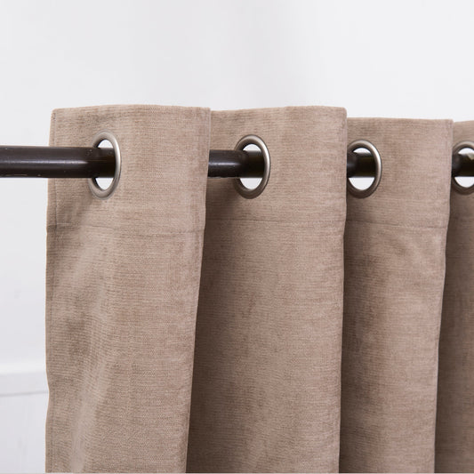 Set Cortinas Blackout Argolla Chenille Café