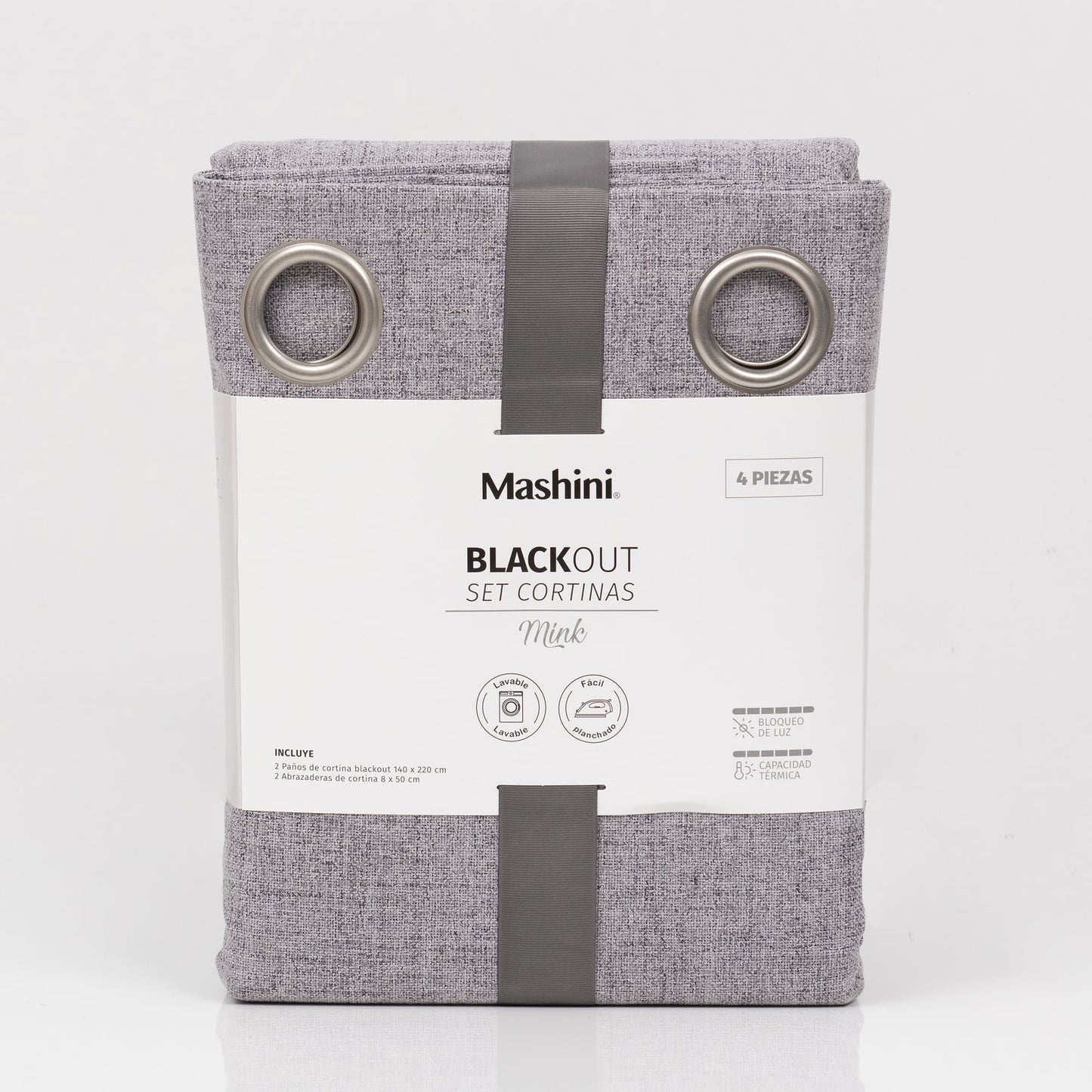 Set Cortinas Blackout Argolla Mink Grafito