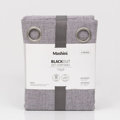 Set Cortinas Blackout Argolla Mink Grafito