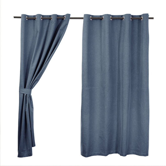 Set Cortinas Blackout Argolla Romana Azul