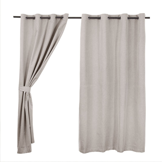 Set Cortinas Blackout Argolla Romana Gris Claro