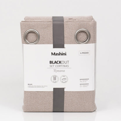 Set Cortinas Blackout Argolla Romana Crudo