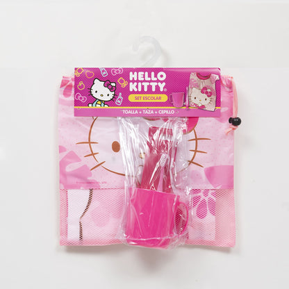 Set Toalla 30x50 cm, Cepillo Dental, Taza y Bolso Kitty Kiwi