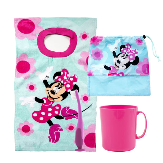 Set Toalla 30x50 cm, Cepillo Dental, Taza y Bolso Minnie Baile