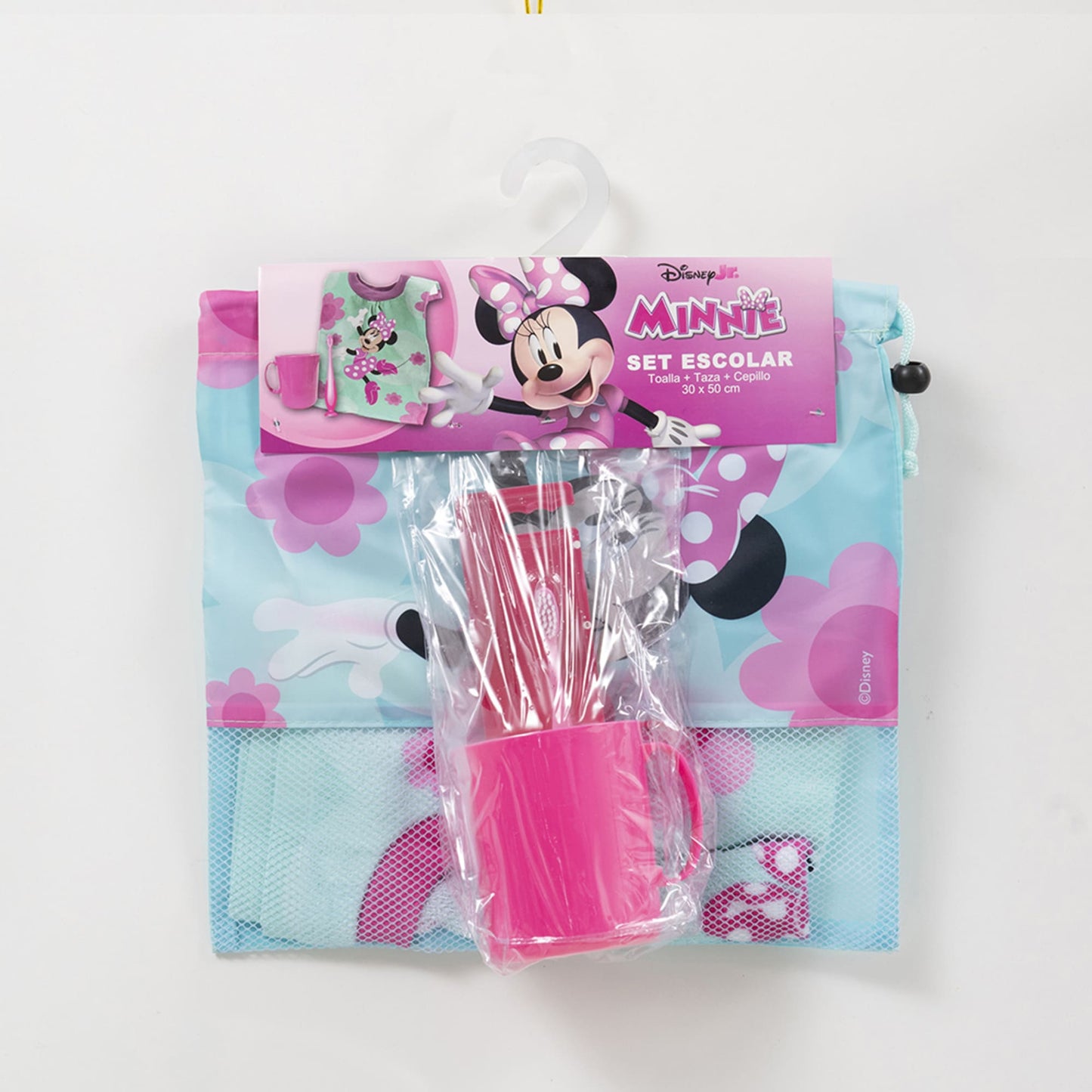 Set Toalla 30x50 cm, Cepillo Dental, Taza y Bolso Minnie Baile