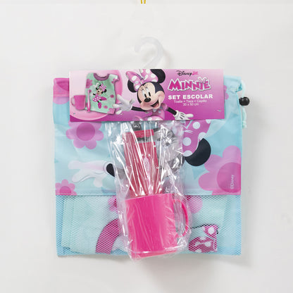Set Toalla 30x50 cm, Cepillo Dental, Taza y Bolso Minnie Baile