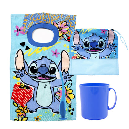 Set Toalla 30x50 cm, Cepillo Dental, Taza y Bolso Stitch Hawaii