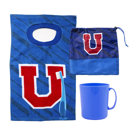 Set Toalla 30x50 cm, Cepillo Dental, Taza y Bolso U de Chile