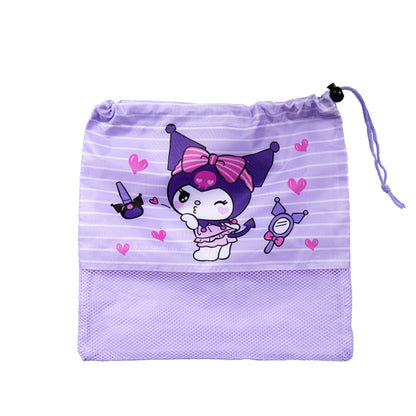 Set Toalla 30x50 cm, Cubiertos y Bolso Kuromi Espejo