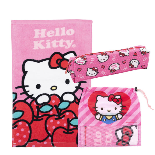 Set Toalla 30x50 cm, Estuche y Bolso Hello Kitty