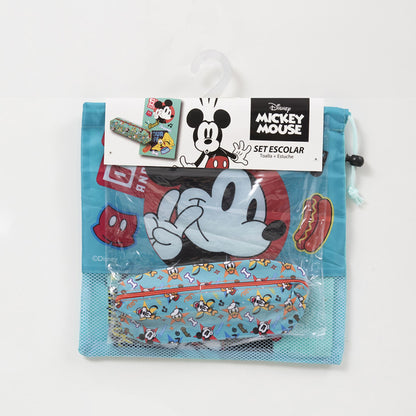 Set Toalla 30x50 cm, Estuche y Bolso Mickey Bark