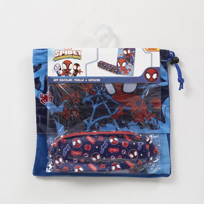 Set Toalla 30x50 cm, Estuche y Bolso Spidey Telas