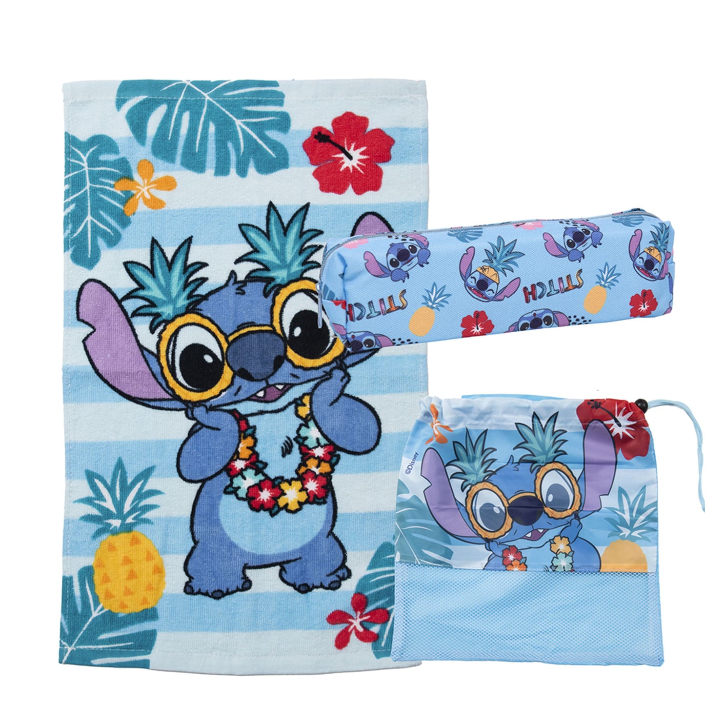 Set Toalla 30x50 cm, Estuche y Bolso Stitch Collar