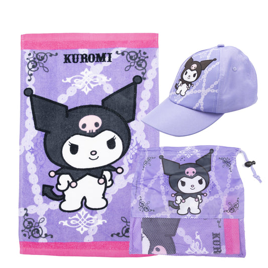 Set Toalla 30x50 cm, Jockey y Bolso Kuromi Cadena