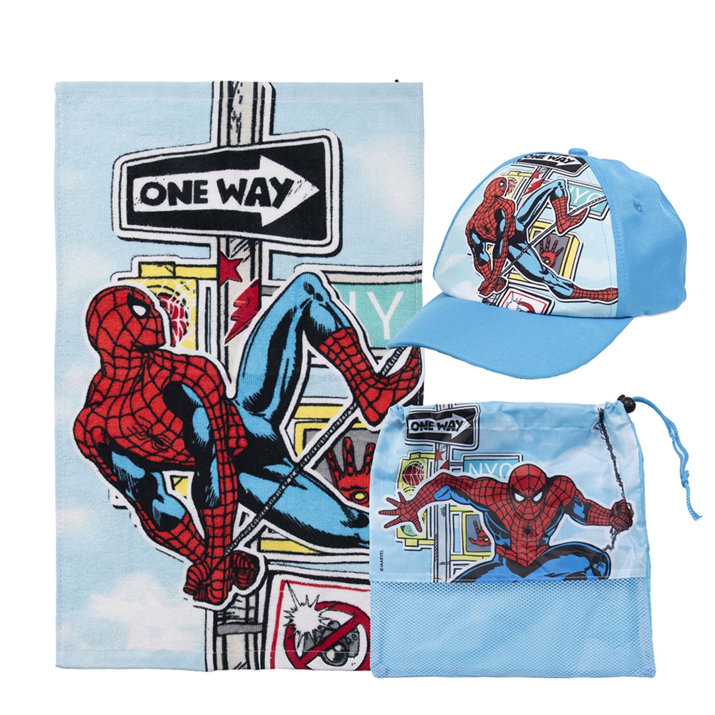 Set Toalla 30x50 cm, Jockey y Bolso Spiderman Way