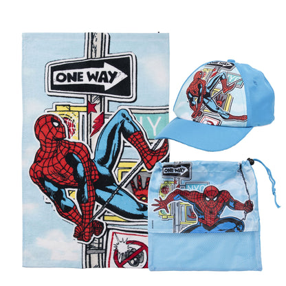 Set Toalla 30x50 cm, Jockey y Bolso Spiderman Way