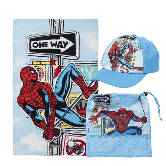 Set Toalla 30x50 cm, Jockey y Bolso Spiderman Way
