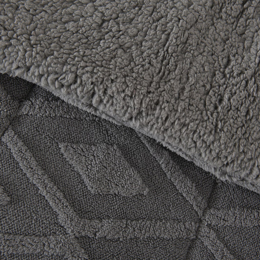 Plumón 1.5 Plazas Sherpa Jacquard Rombo Gris