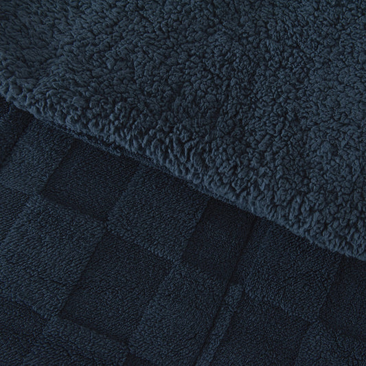 Plumón 1.5 Plazas Sherpa Jacquard Cuadrado Azul