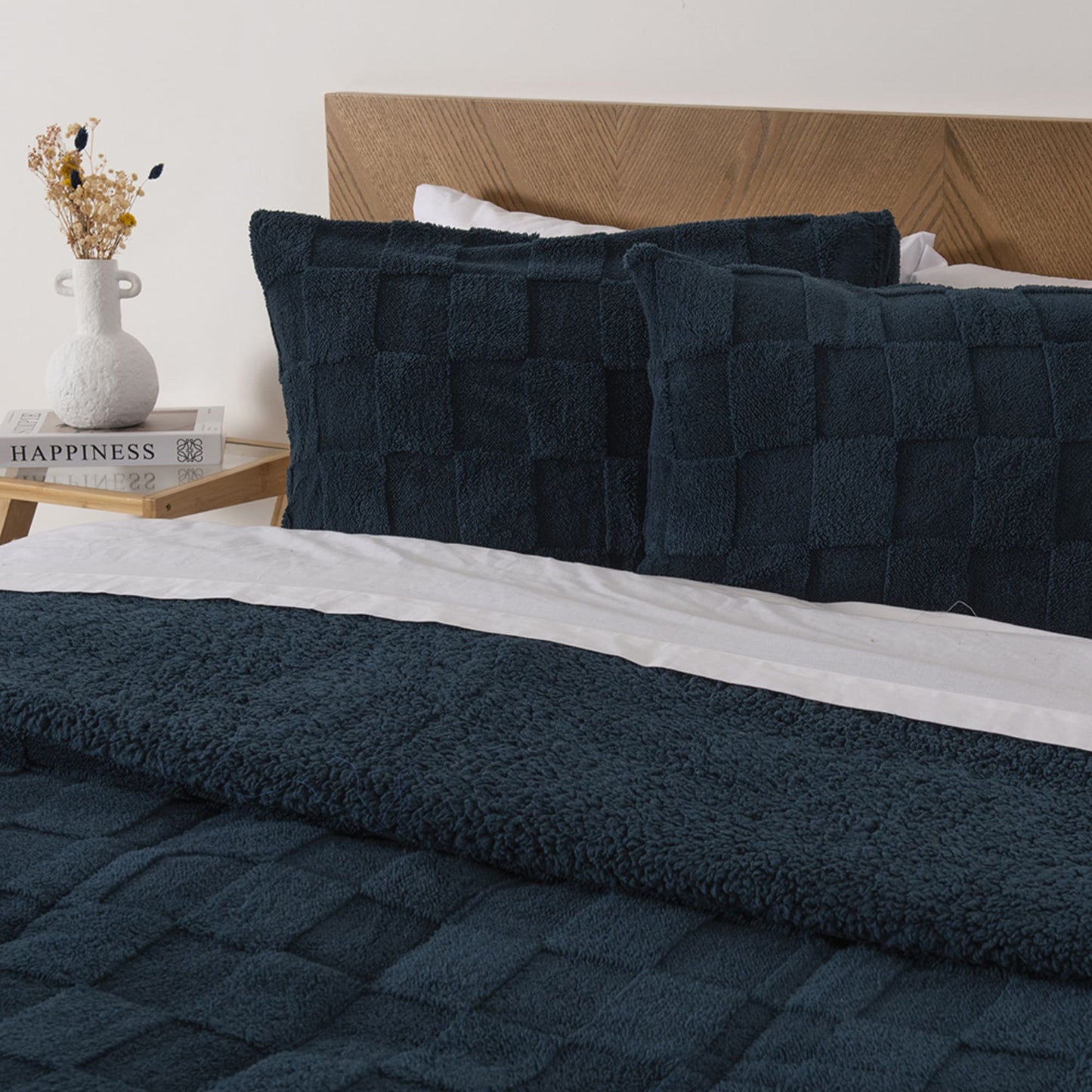 Plumón King Sherpa Jacquard Cuadrado Azul