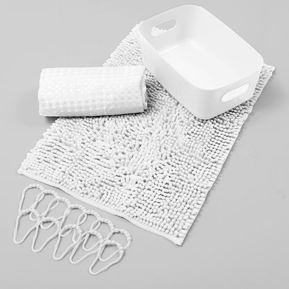 Set Cortina de Baño 4 Piezas Blanco