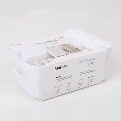 Set Cortina de Baño 4 Piezas Blanco