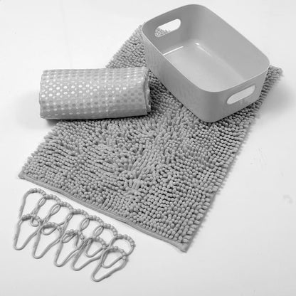 Set Cortina de Baño 4 Piezas Gris