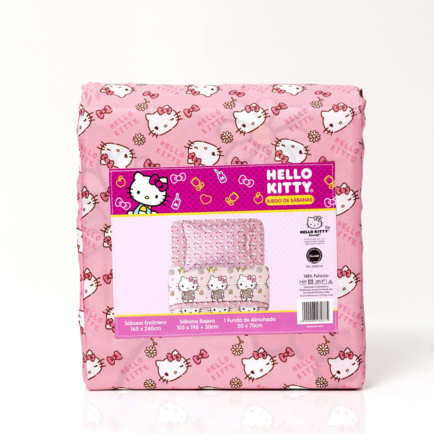 Sábana 1.5 Plazas Microfibra Hello Kitty Margarita