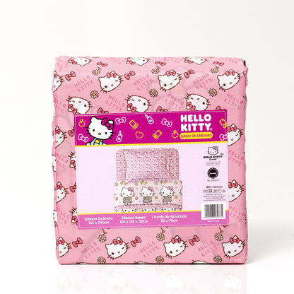 Sábana 1.5 Plazas Microfibra Hello Kitty Margarita