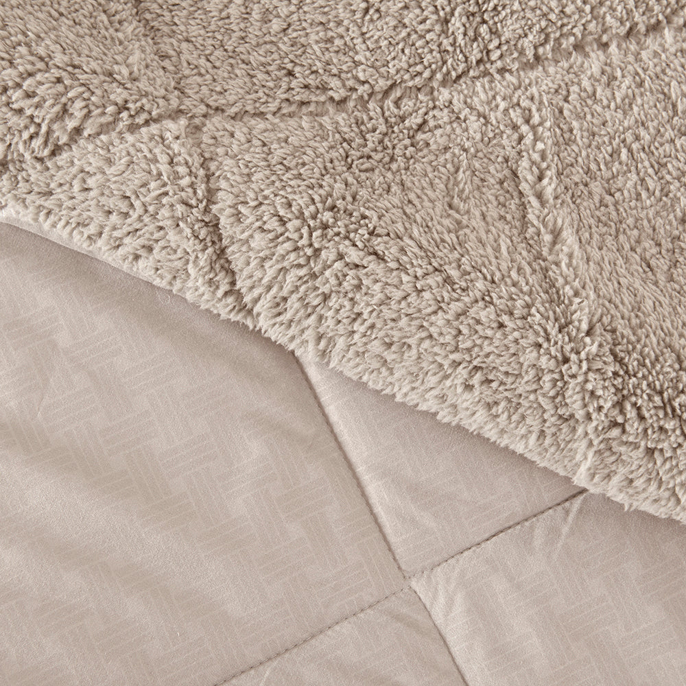 Plumón 1.5 Plazas Coral Emboss Sherpa Crudo