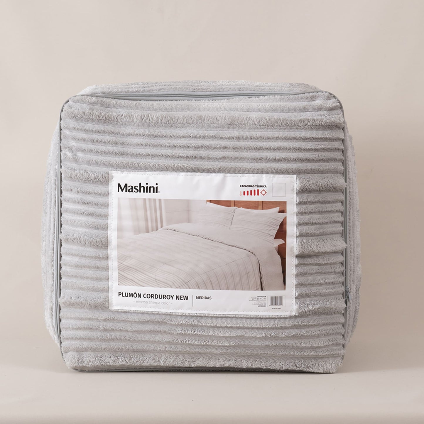 Plumón 2 Plazas Corduroy Coral Sherpa Gris