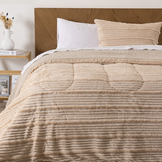 Plumón 1.5 Plazas Corduroy Coral Sherpa Beige