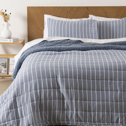 Quilt Super King Palma Cationic Sherpa Azul
