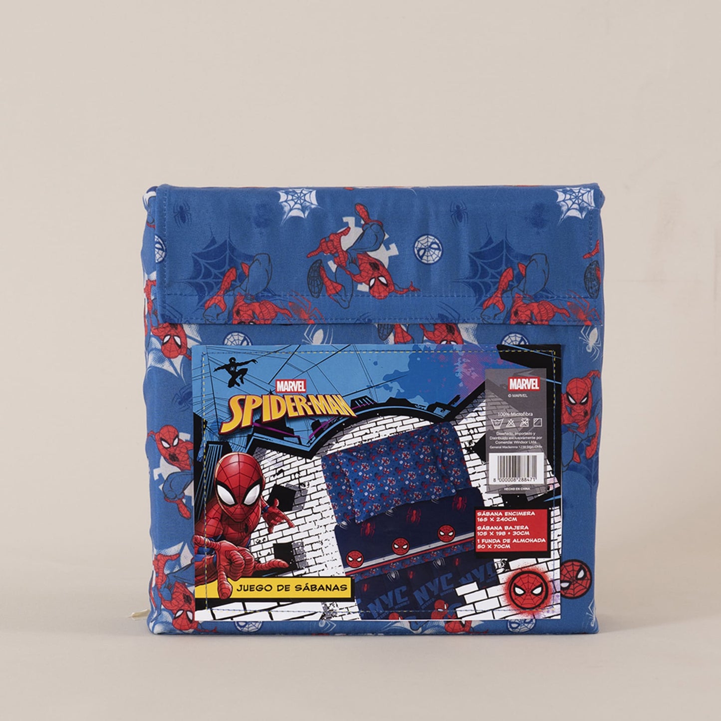 Sábana 1.5 Plazas Microfibra Spiderman New Azul